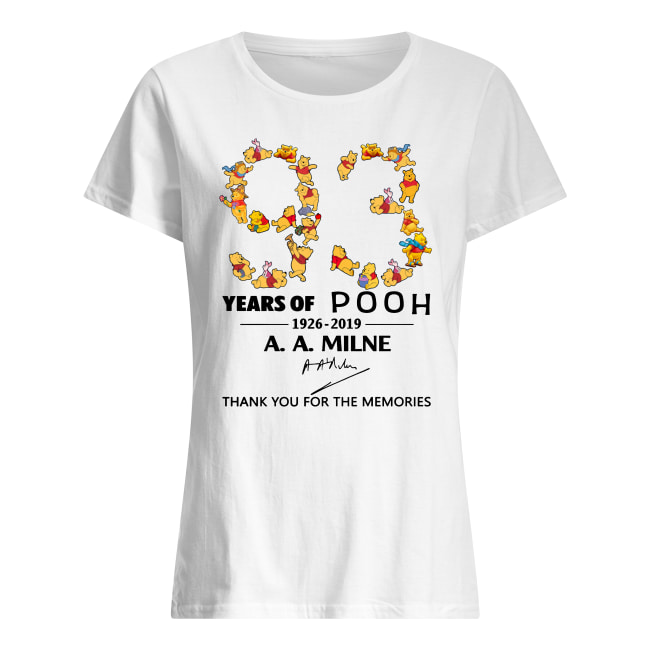 93 years of pooh 1926-2019 thank you for the memories signature women's shirt