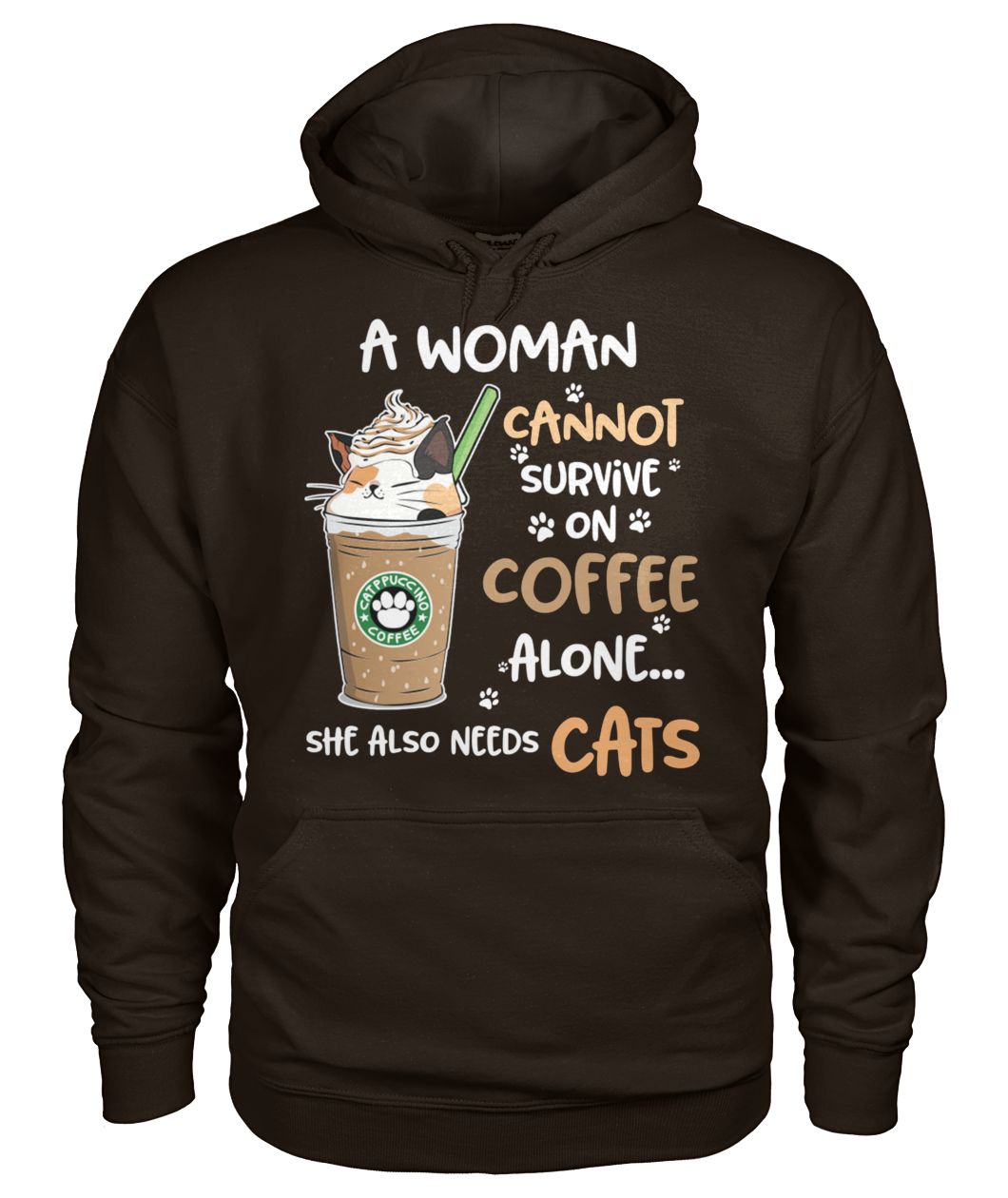 A woman cannot survive on coffee alone she also needs cats gildan hoodie