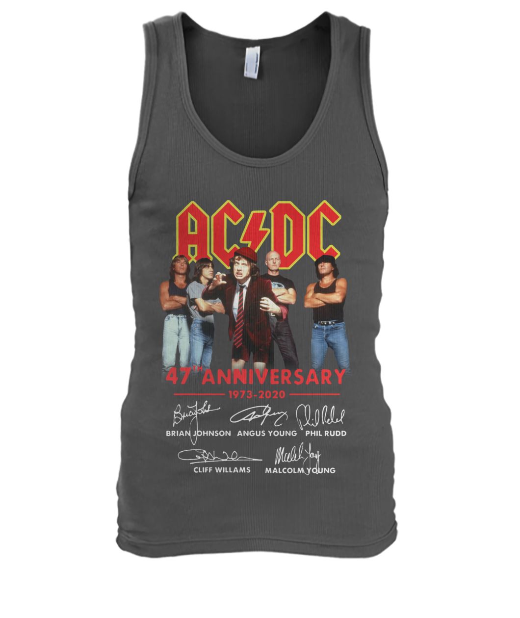 ACDC band 47 anniversary 1973-2020 signatures men's tank top