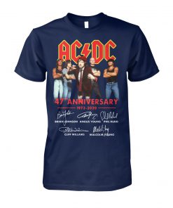 ACDC band 47 anniversary 1973-2020 signatures unisex cotton tee