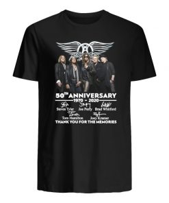Aerosmith 50th anniversary 1970-2020 signatures thank you for the memories men's shirt