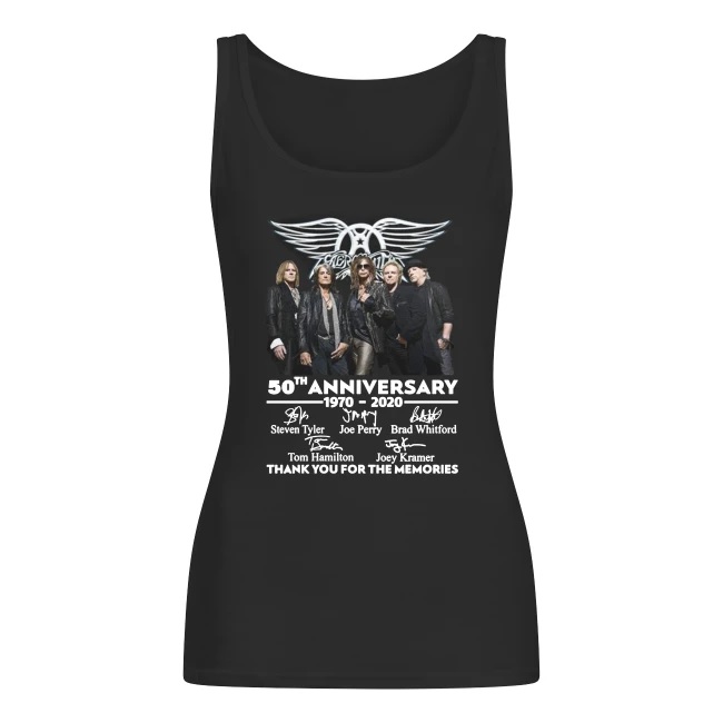 Aerosmith 50th anniversary 1970-2020 signatures thank you for the memories women's tank top