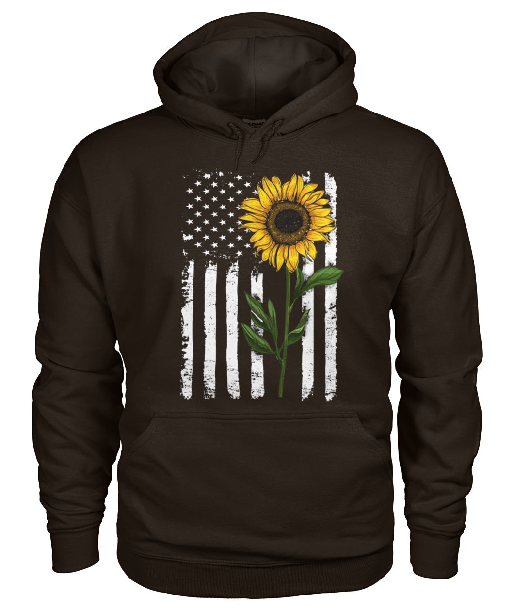 American flag sunflower hippie distressed gildan hoodie
