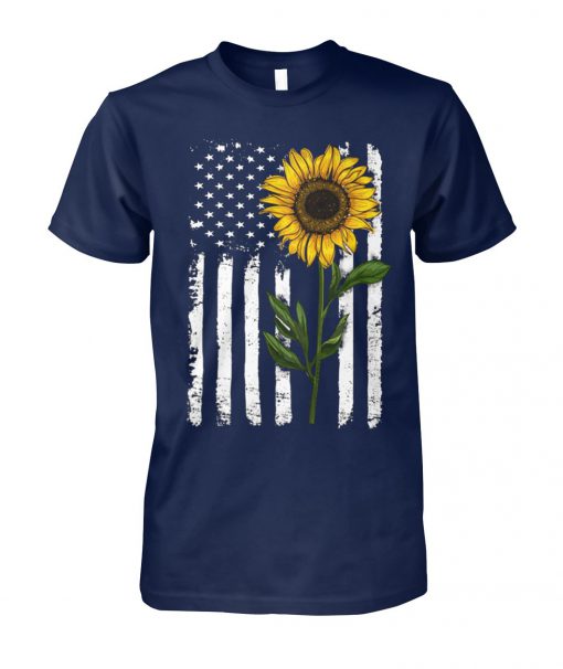 American flag sunflower hippie distressed unisex cotton tee