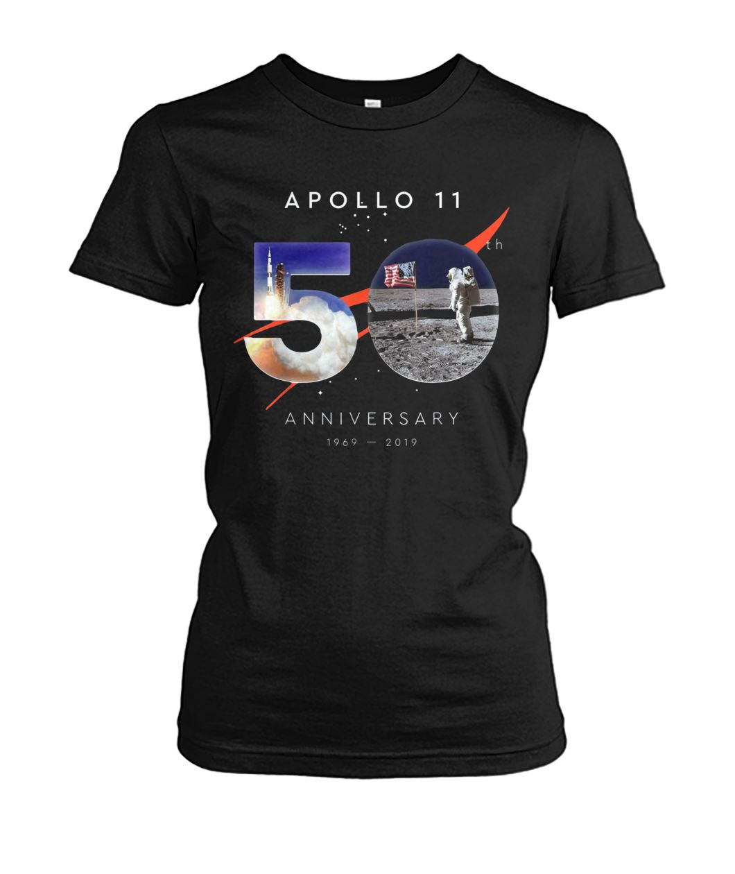 Apollo 11 50th anniversary moon landing 1969-2019 women's crew tee