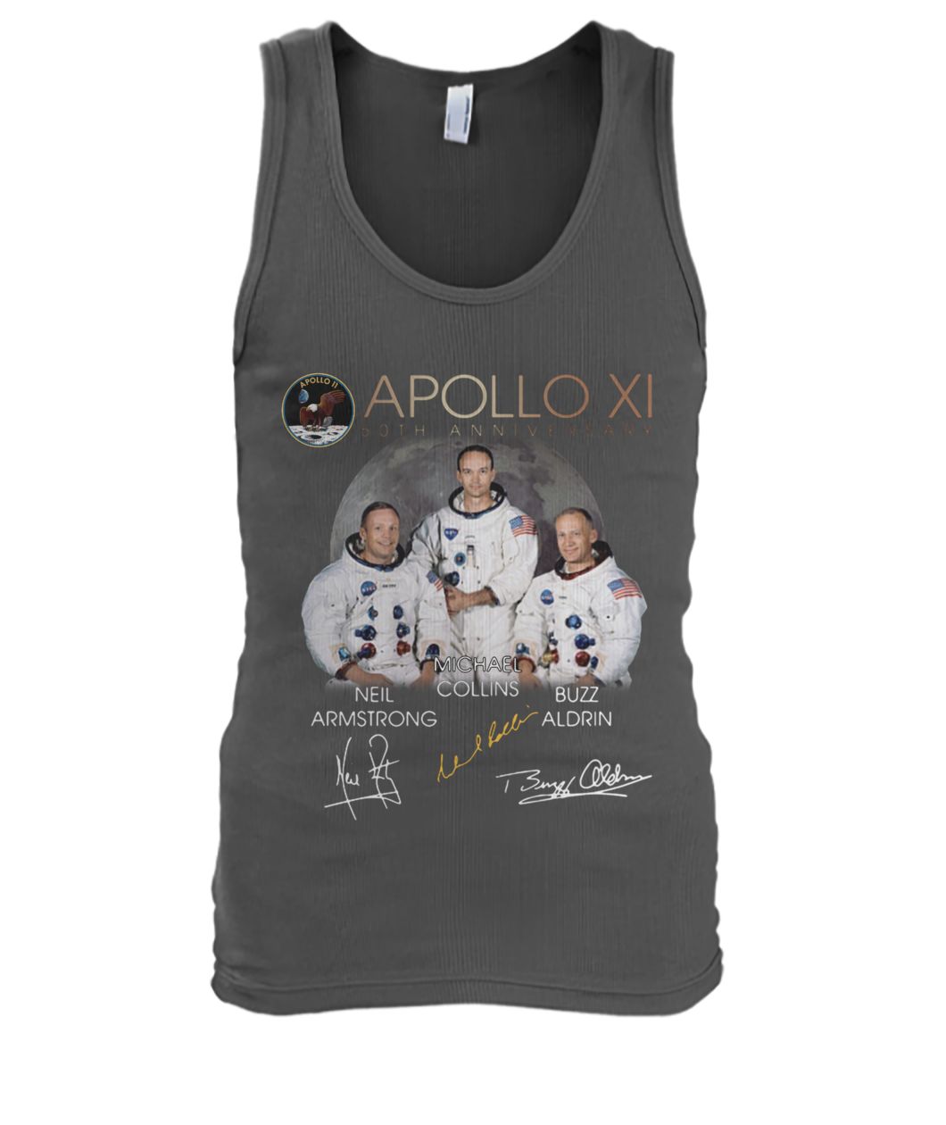 Apollo 11 50th anniversary neil armstrong michael collins buzz aldrin signatures men's tank top