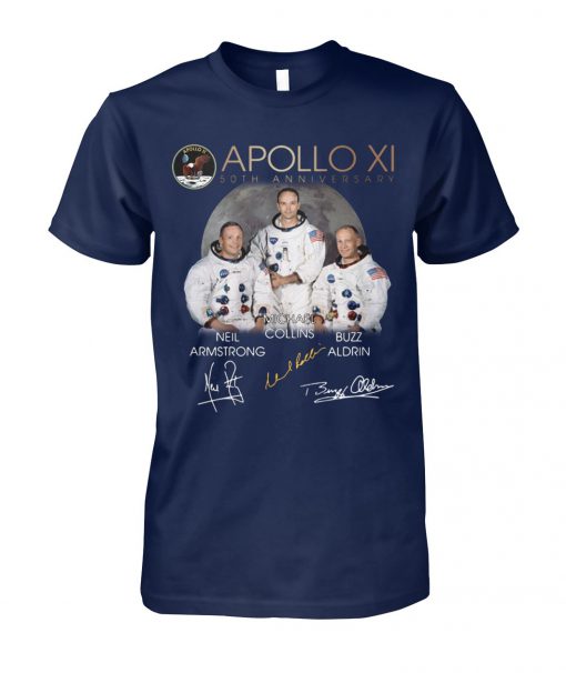 Apollo 11 50th anniversary neil armstrong michael collins buzz aldrin signatures unisex cotton tee