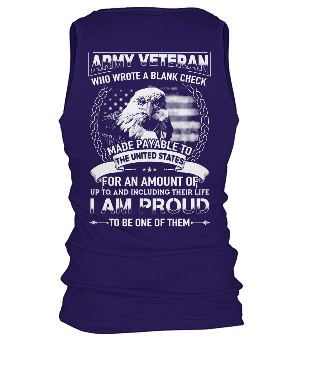 Army veteran who wrote a blank check made payable to the united states men's tank top