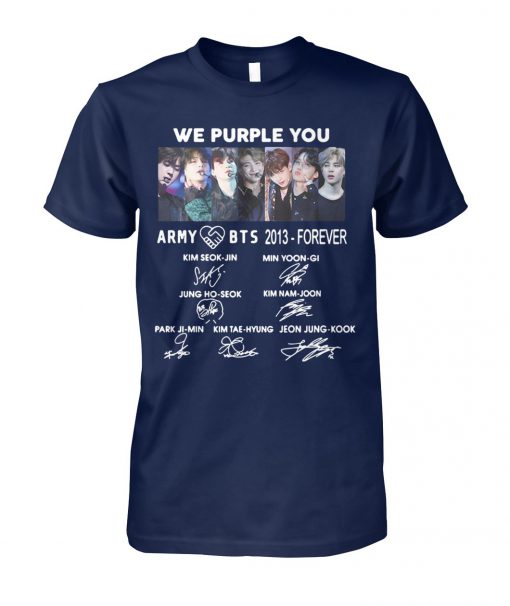 BTS we purple you army 2013-forever signatures unisex cotton tee