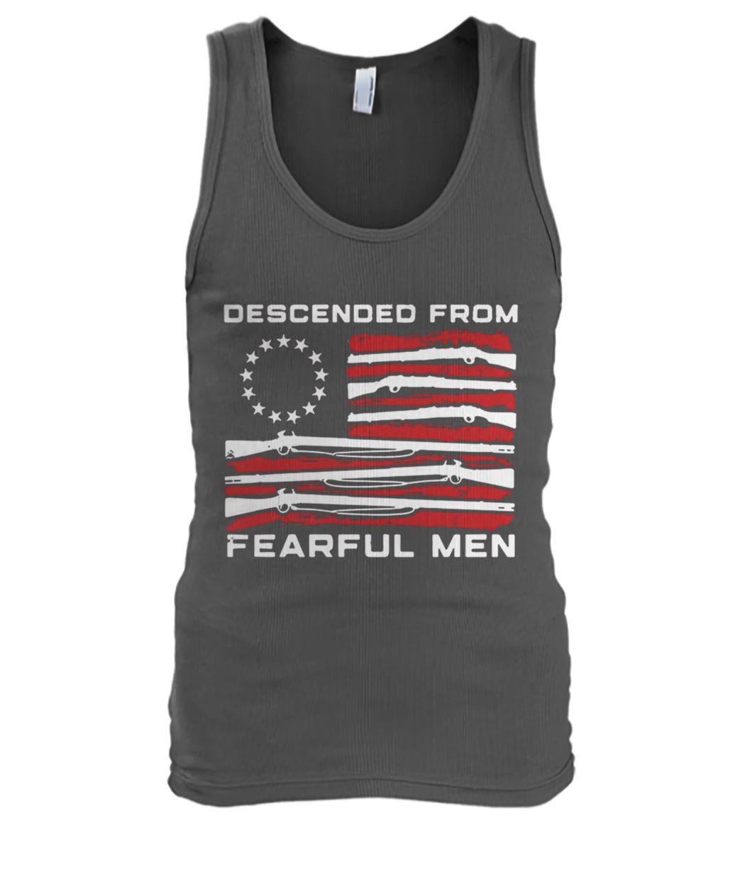 Betsy ross flag descended from fearful men men's tank top