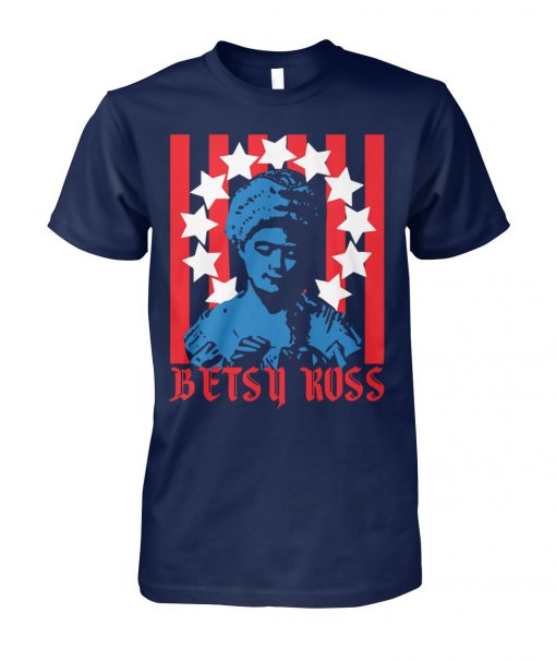 Betsy ross making the first american flag unisex cotton tee