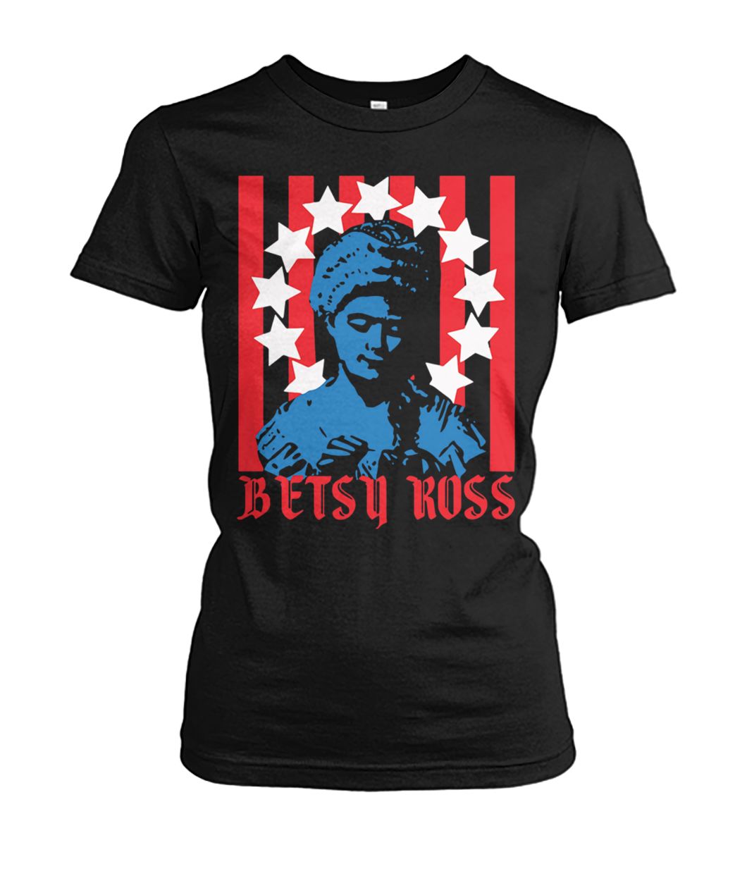 Betsy ross making the first american flag women's crew tee
