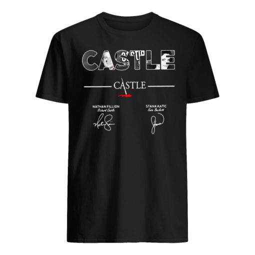 Castle nathan fillion stana katic signatures men's shirt