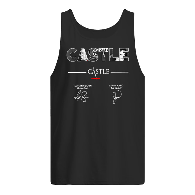 Castle nathan fillion stana katic signatures men's tank top