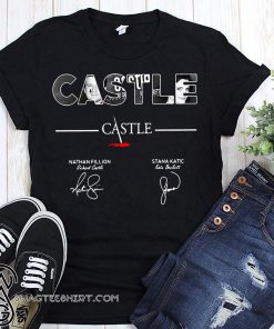 Castle nathan fillion stana katic signatures shirt