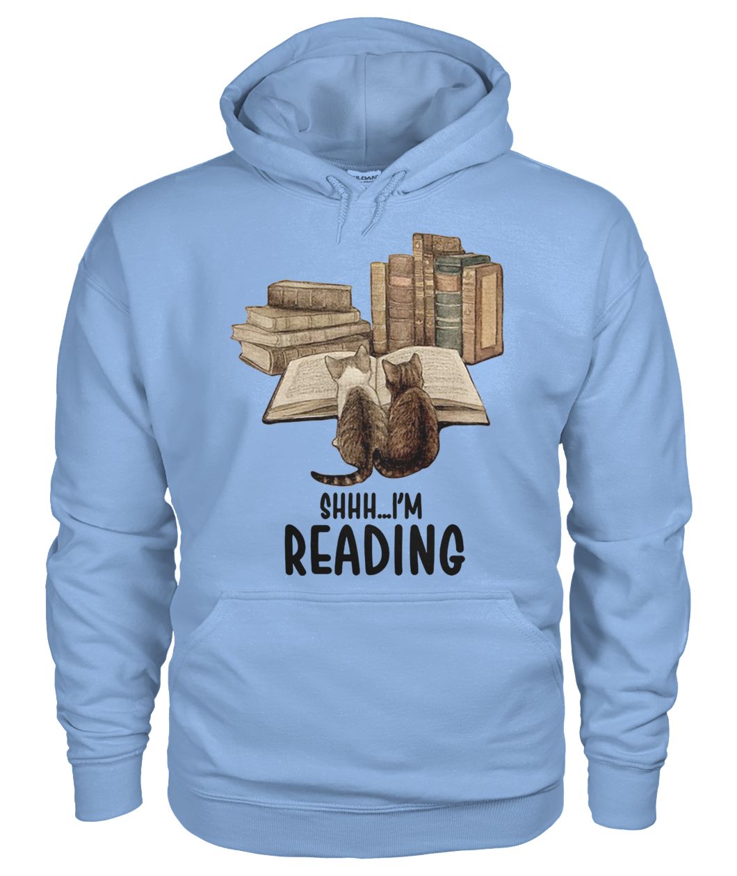 Cat shhh I'm reading book gildan hoodie
