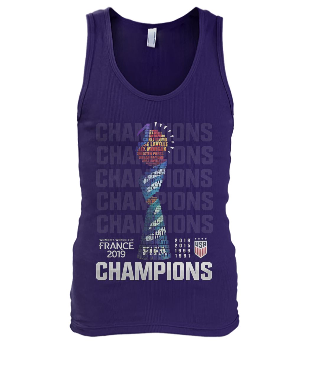 Champions USA women's world cup france 2019 men's tank top
