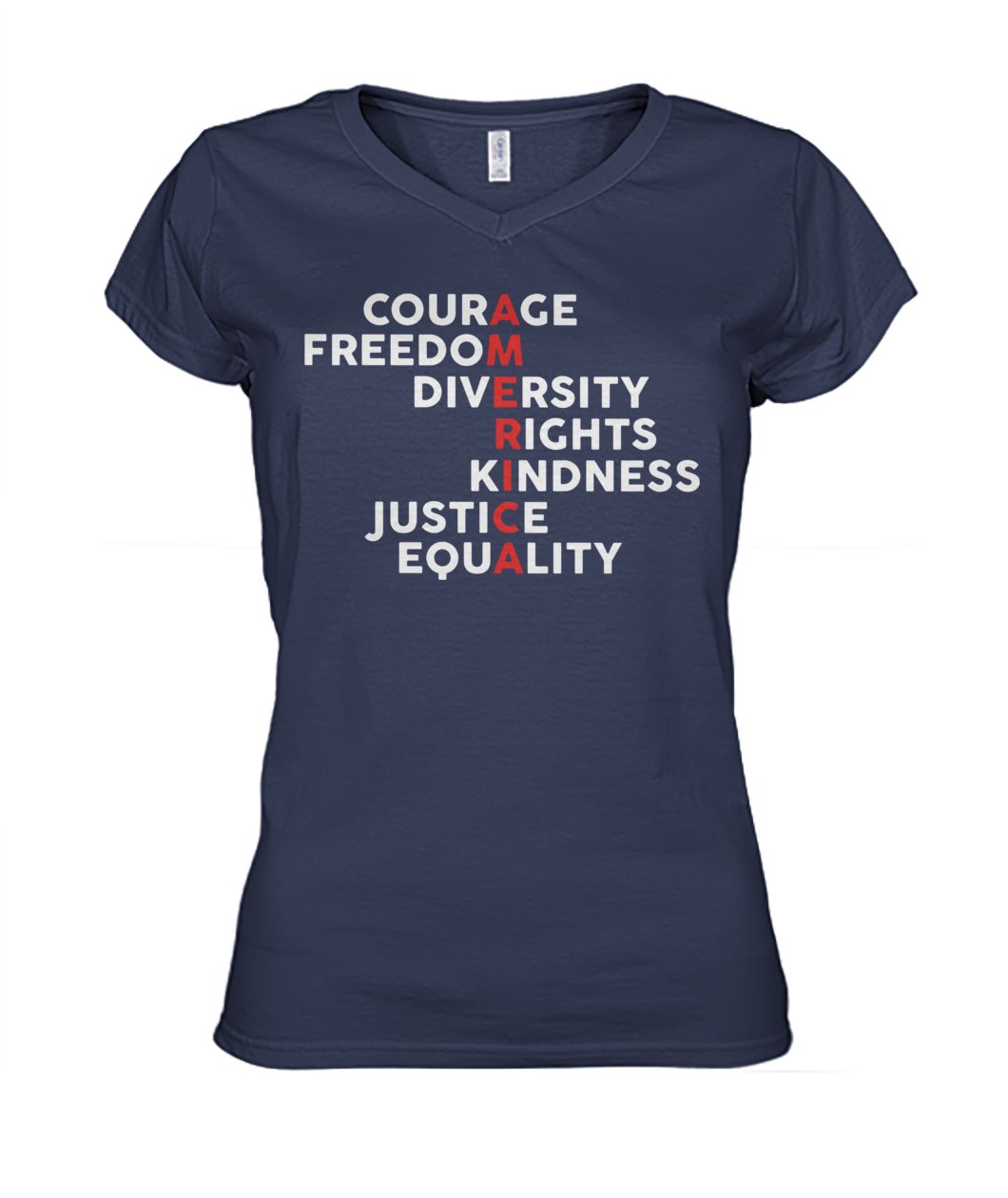 Courage freedom diversity diversity rights kindness justice equality women's v-neck