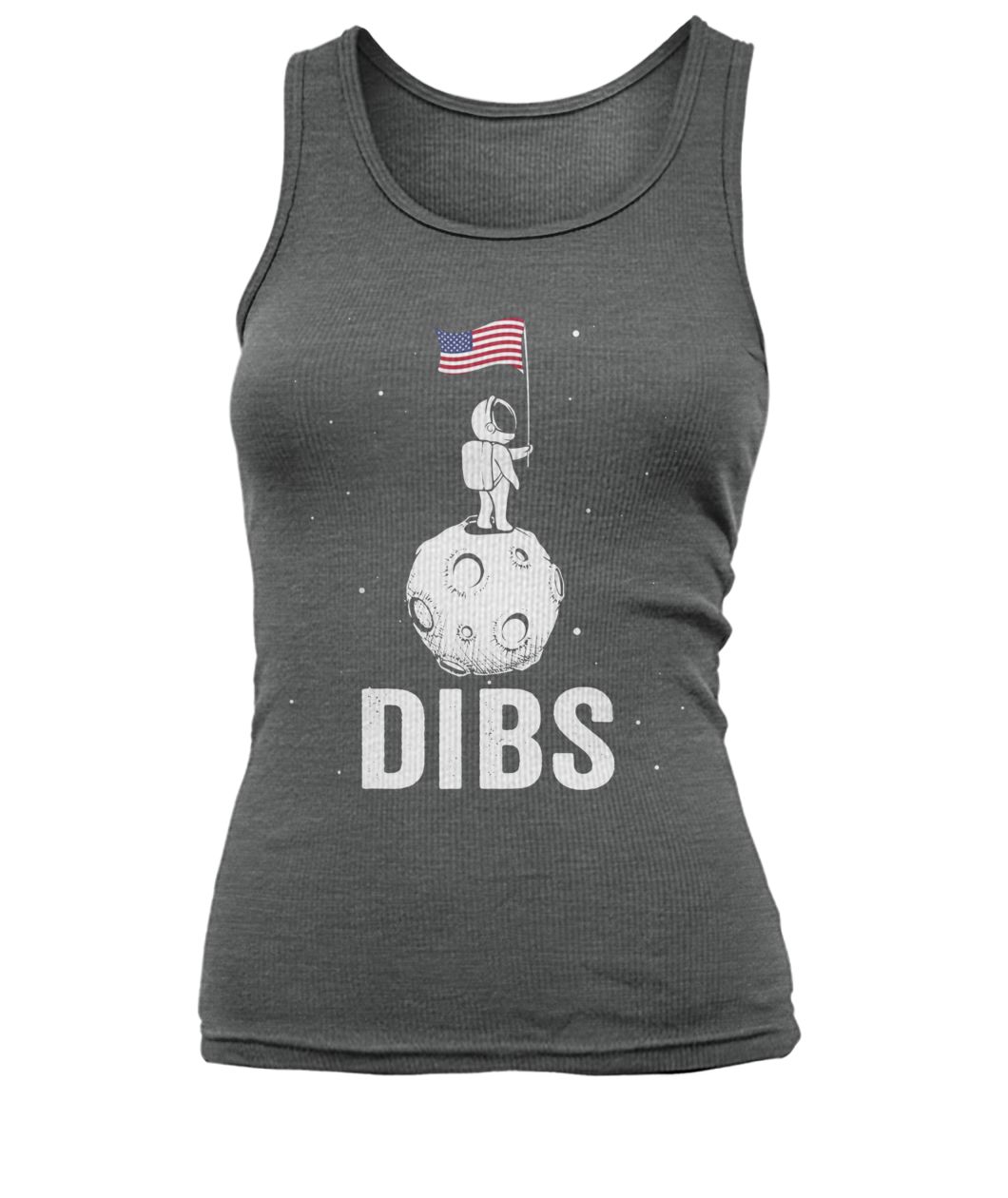 DIBS american flag on moon astronaut space july 4th women's tank top
