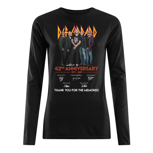 Def leppard rock band 42nd anniversary 1977-2019 signatures thank you for the memories long sleeved