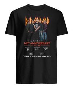 Def leppard rock band 42nd anniversary 1977-2019 signatures thank you for the memories men's shirt