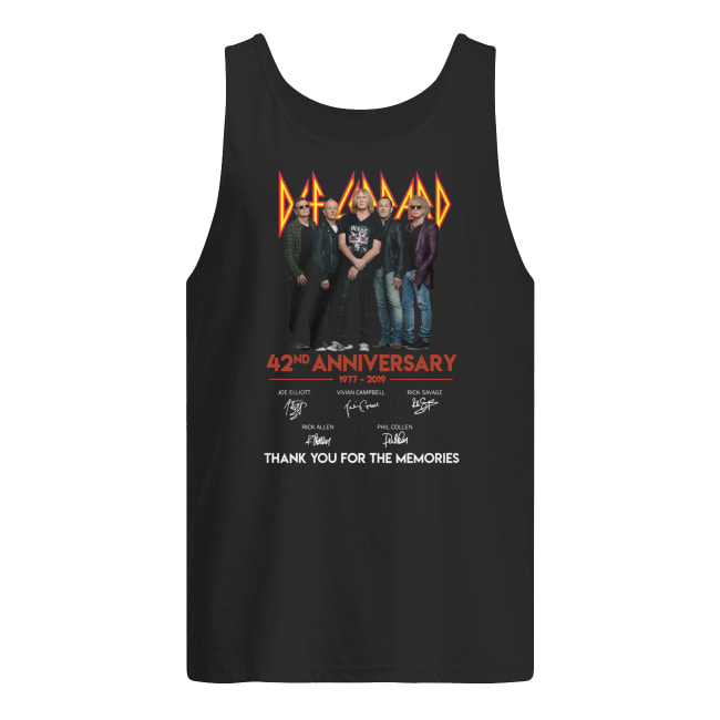 Def leppard rock band 42nd anniversary 1977-2019 signatures thank you for the memories men's tank top