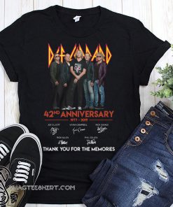Def leppard rock band 42nd anniversary 1977-2019 signatures thank you for the memories shirt