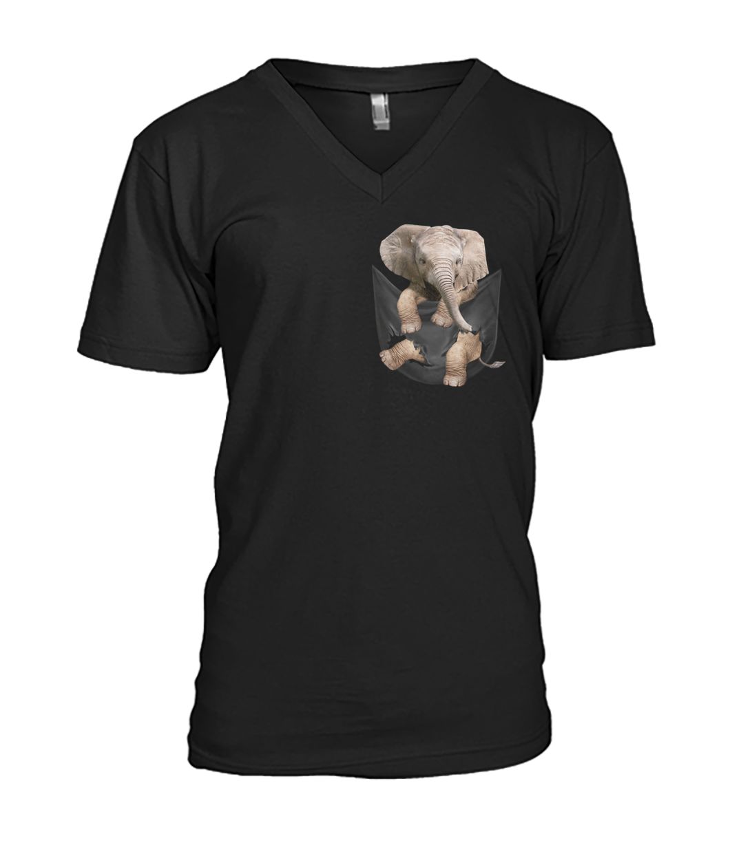 Elephant in pocket mens v-neck