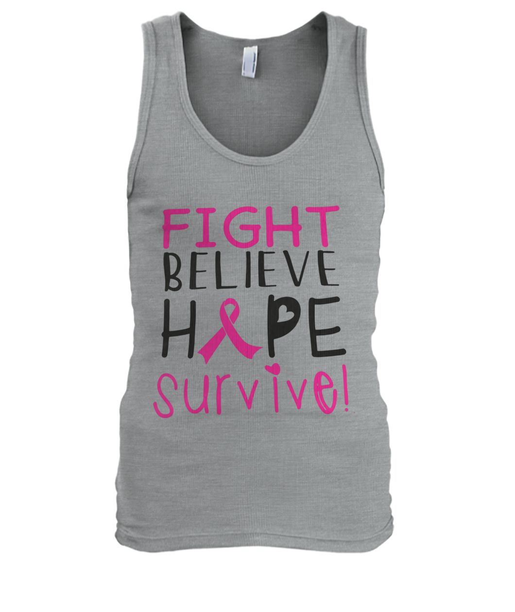 Fight believe hope survive breast cancer awareness men's tank top