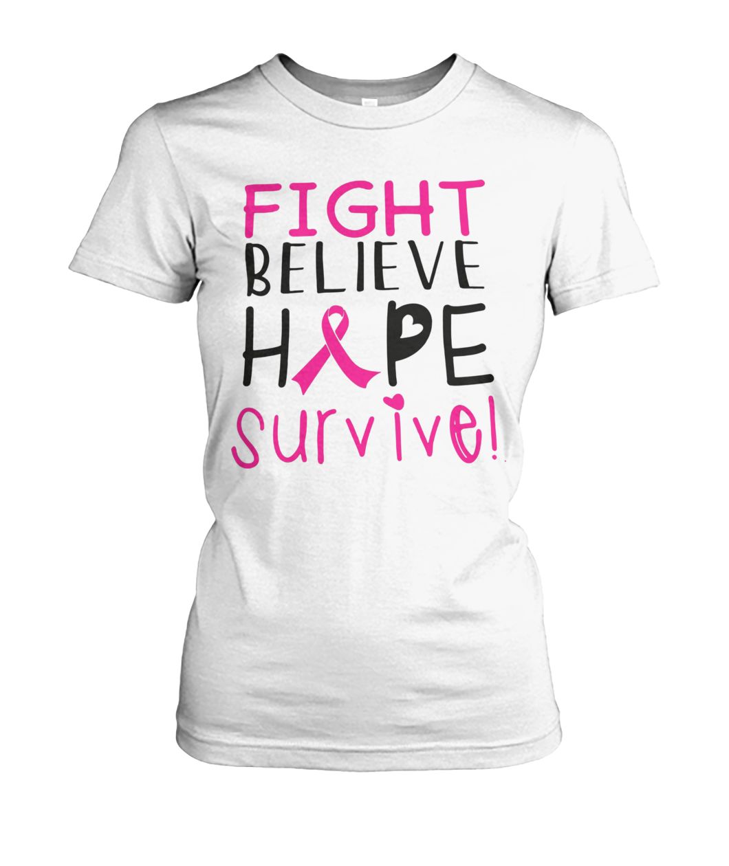 Fight believe hope survive breast cancer awareness women's crew tee