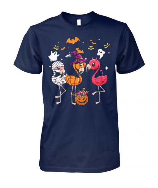 Flamingo halloween pumpkin witch ghost unisex cotton tee