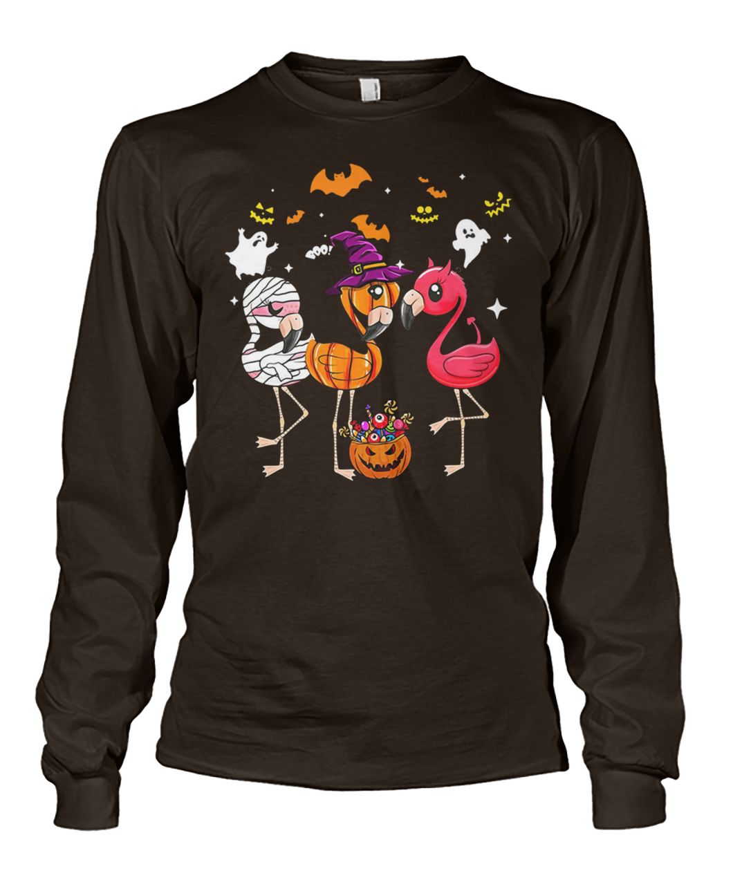 Flamingo halloween pumpkin witch ghost unisex long sleeve