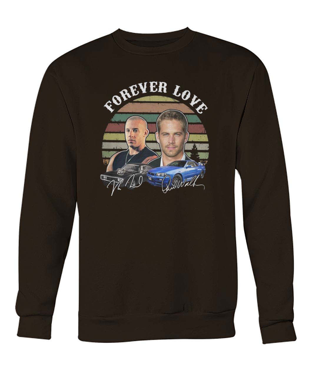 Forever love fast and furious vintage signatures crew neck sweatshirt