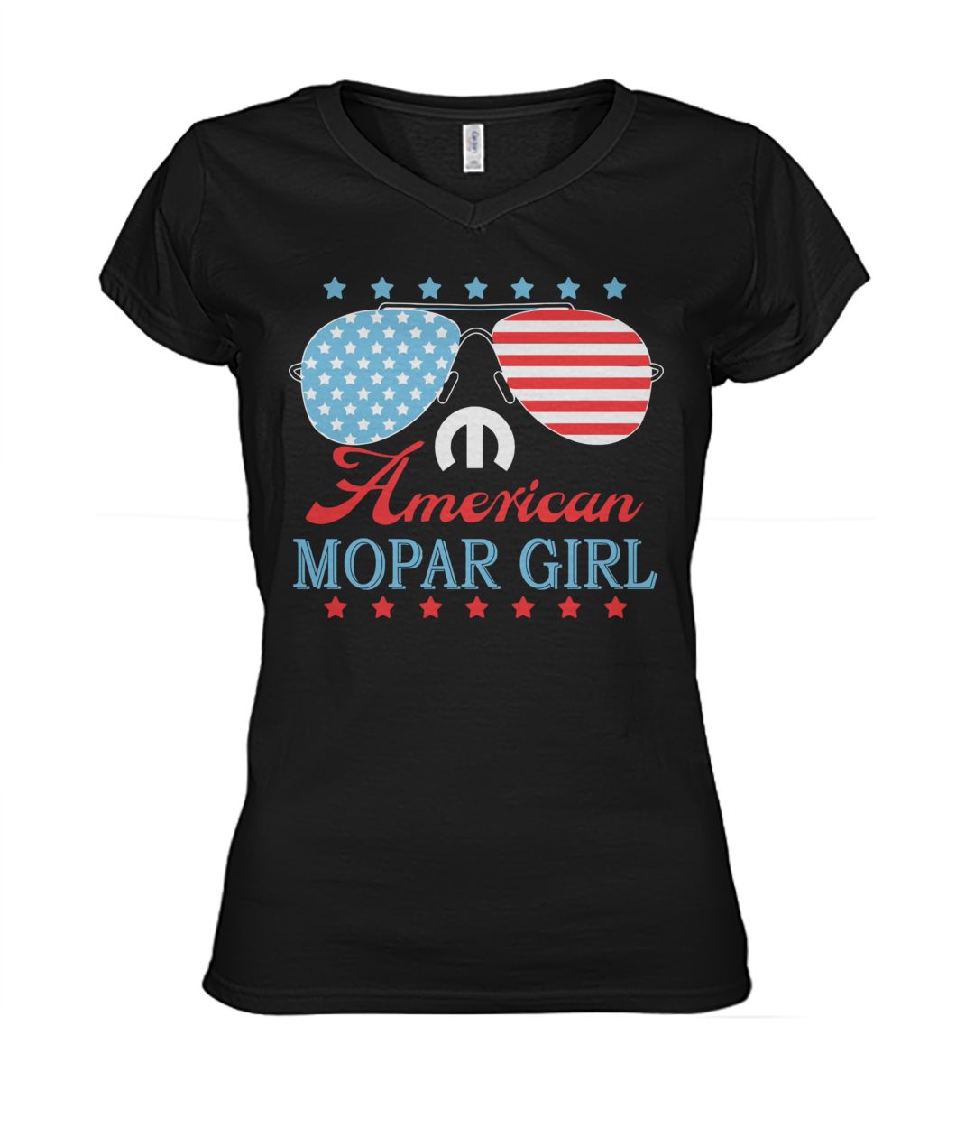 Fourth of july american mopar girl women's v-neck