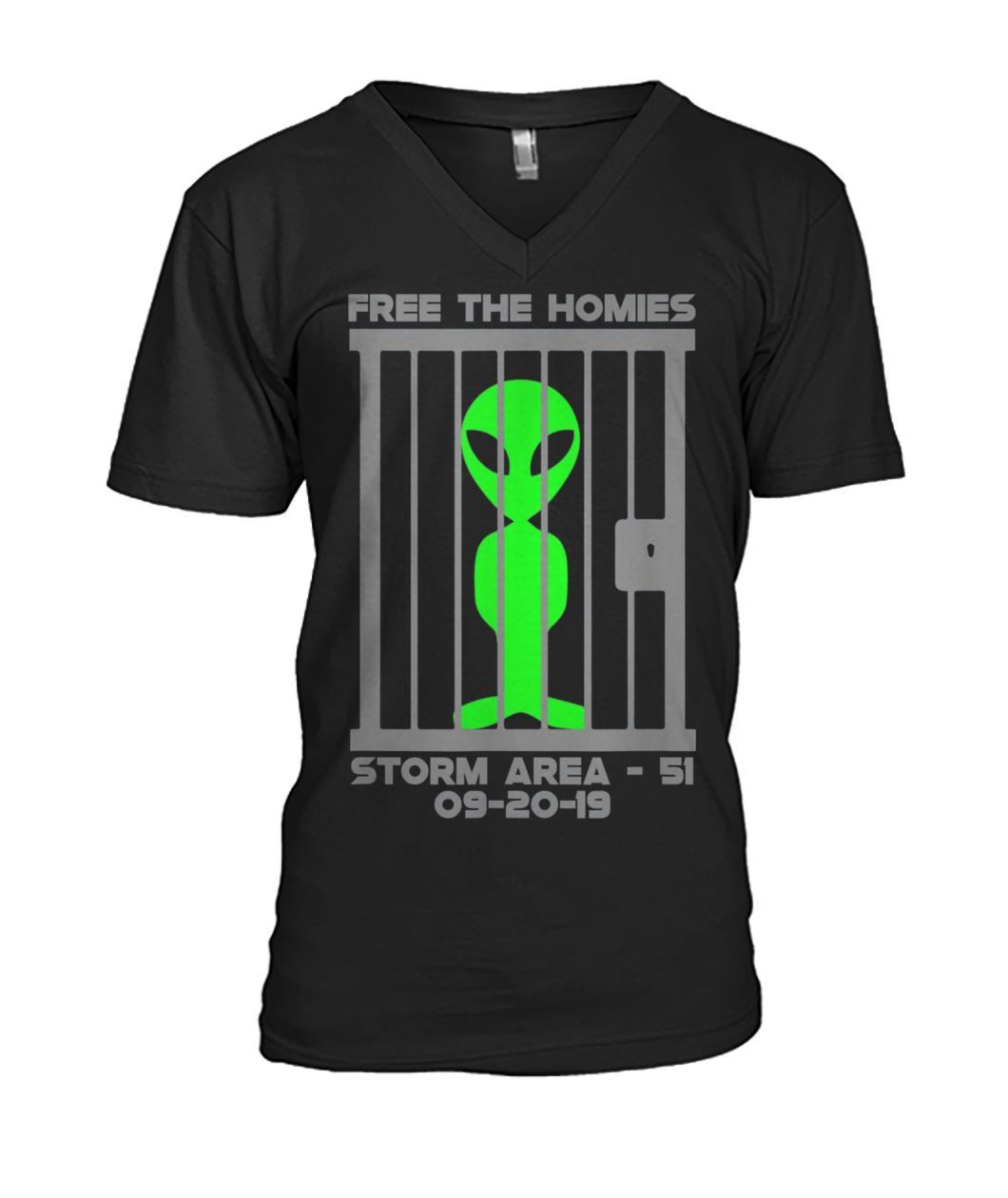 Free the homies jail area 51 alien mens v-neck