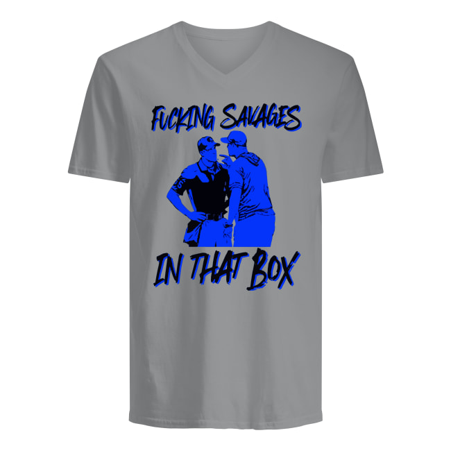 Fucking savages in that box aaron boone new york baseball men's v-neck