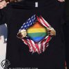 Gay pride flag inside american flag shirt