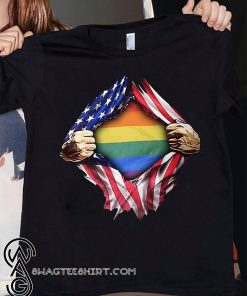 Gay pride flag inside american flag shirt