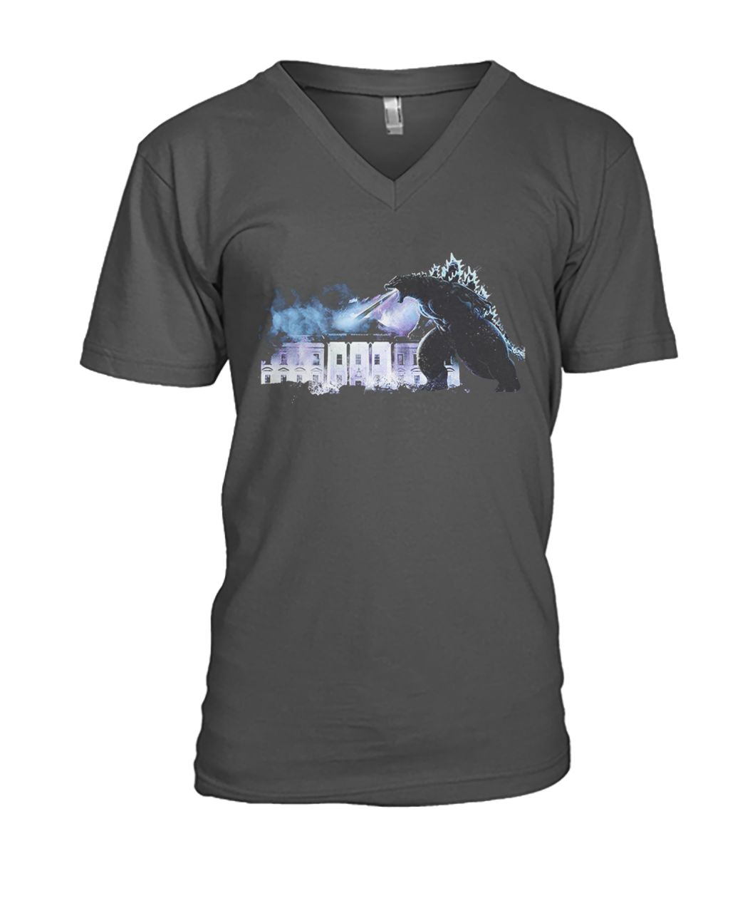 Godzilla atomic breath the white house king of the monsters mens v-neck