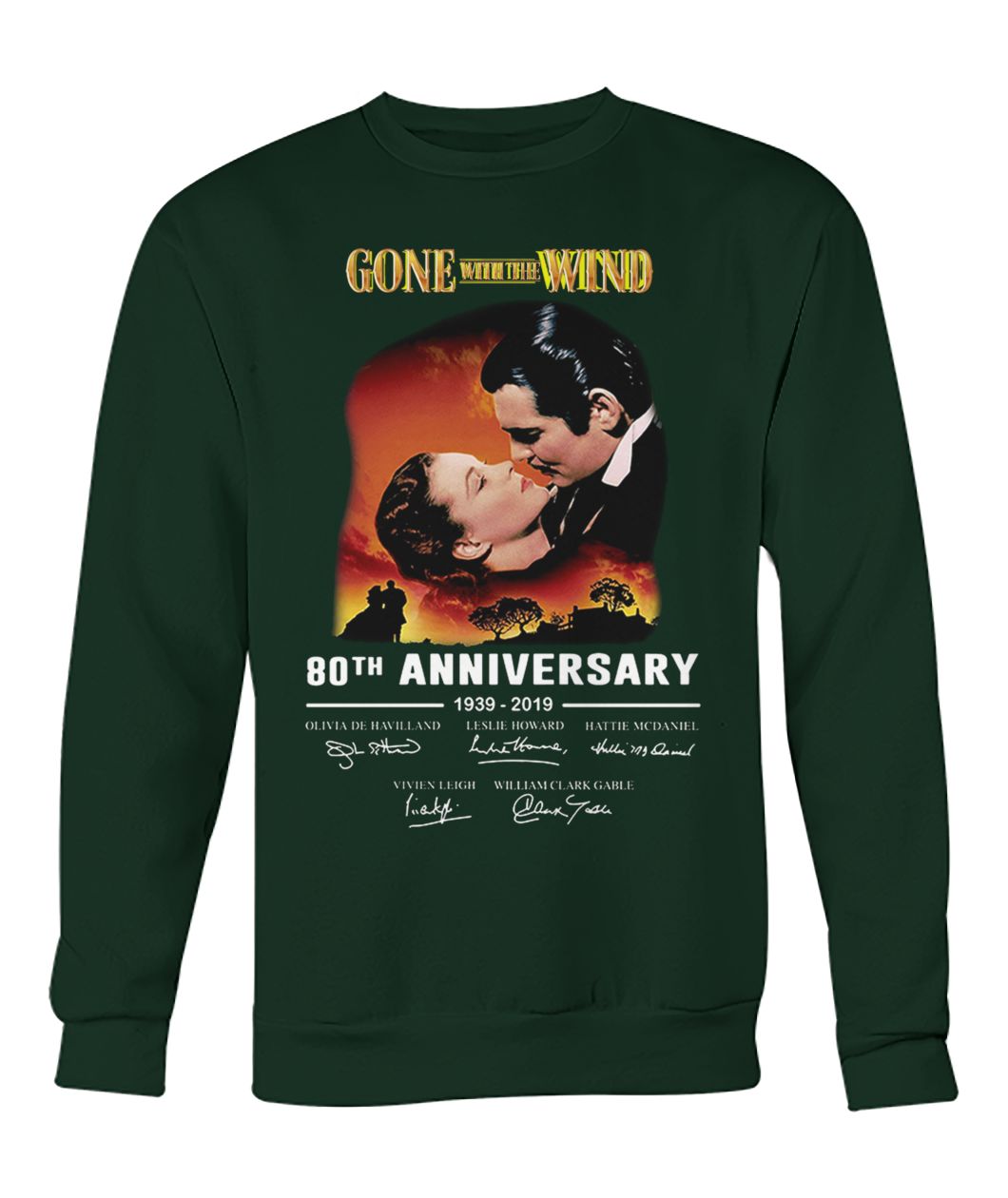 Gone with the wind 80th anniversary 1939 2019 signatures crew neck sweatshirt