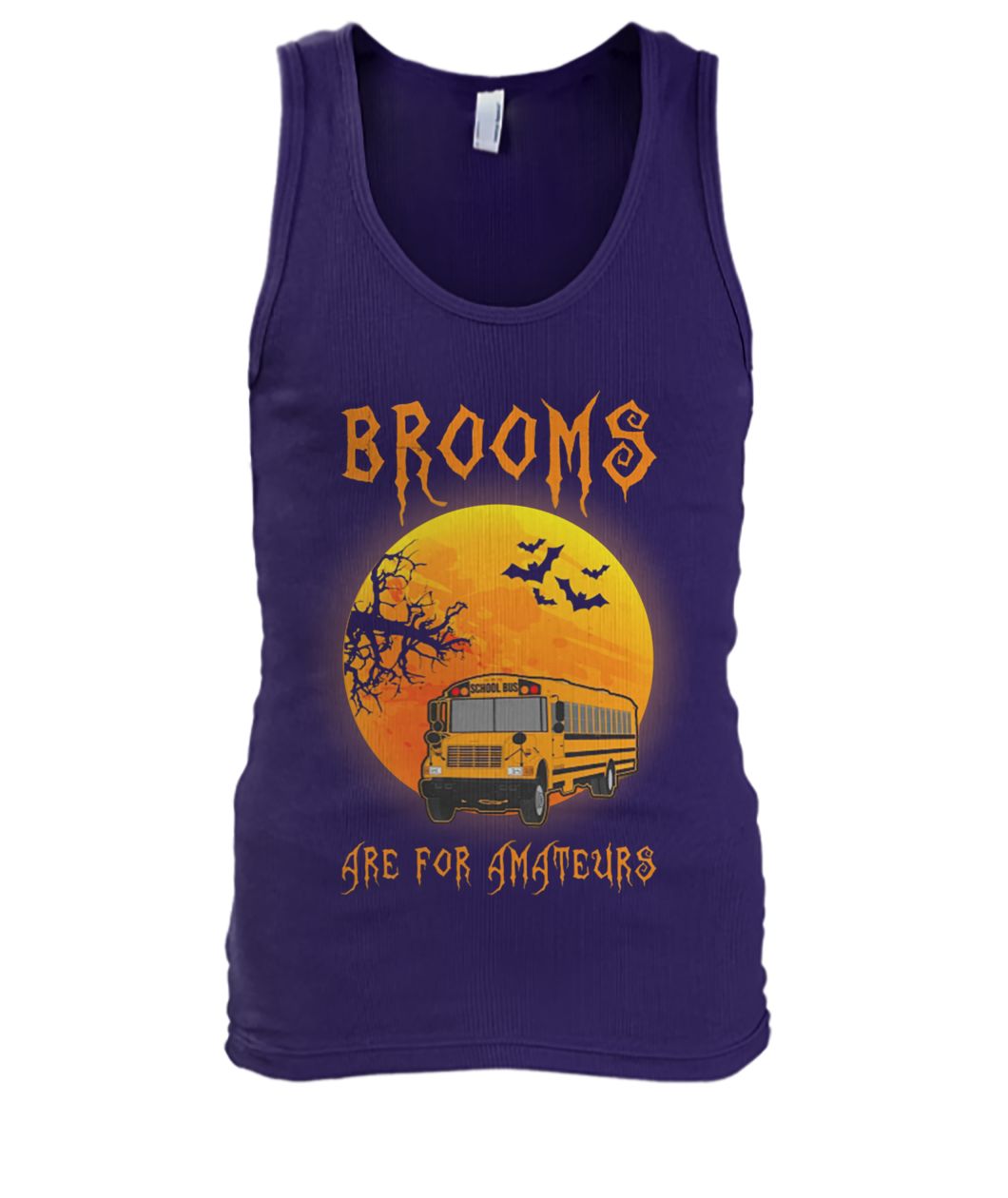 Halloween bus driver brooms are for amateurs men's tank top