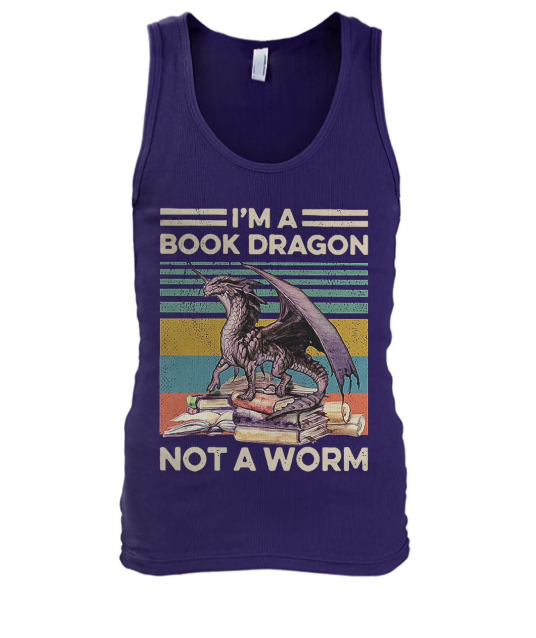 I'm a book dragon not a worm vintage men's tank top