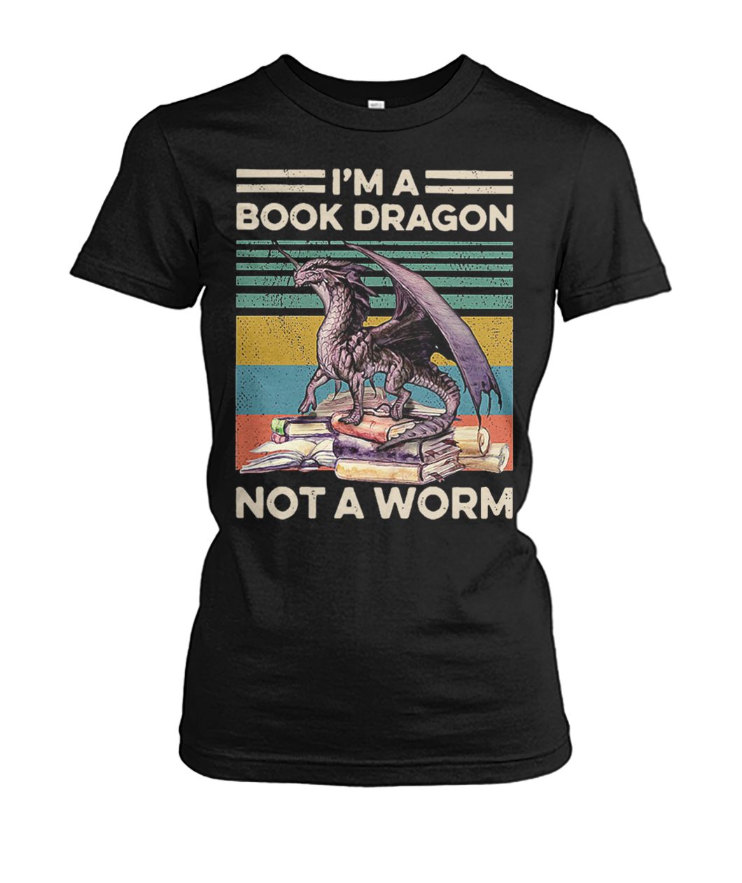 I'm a book dragon not a worm vintage women's crew tee