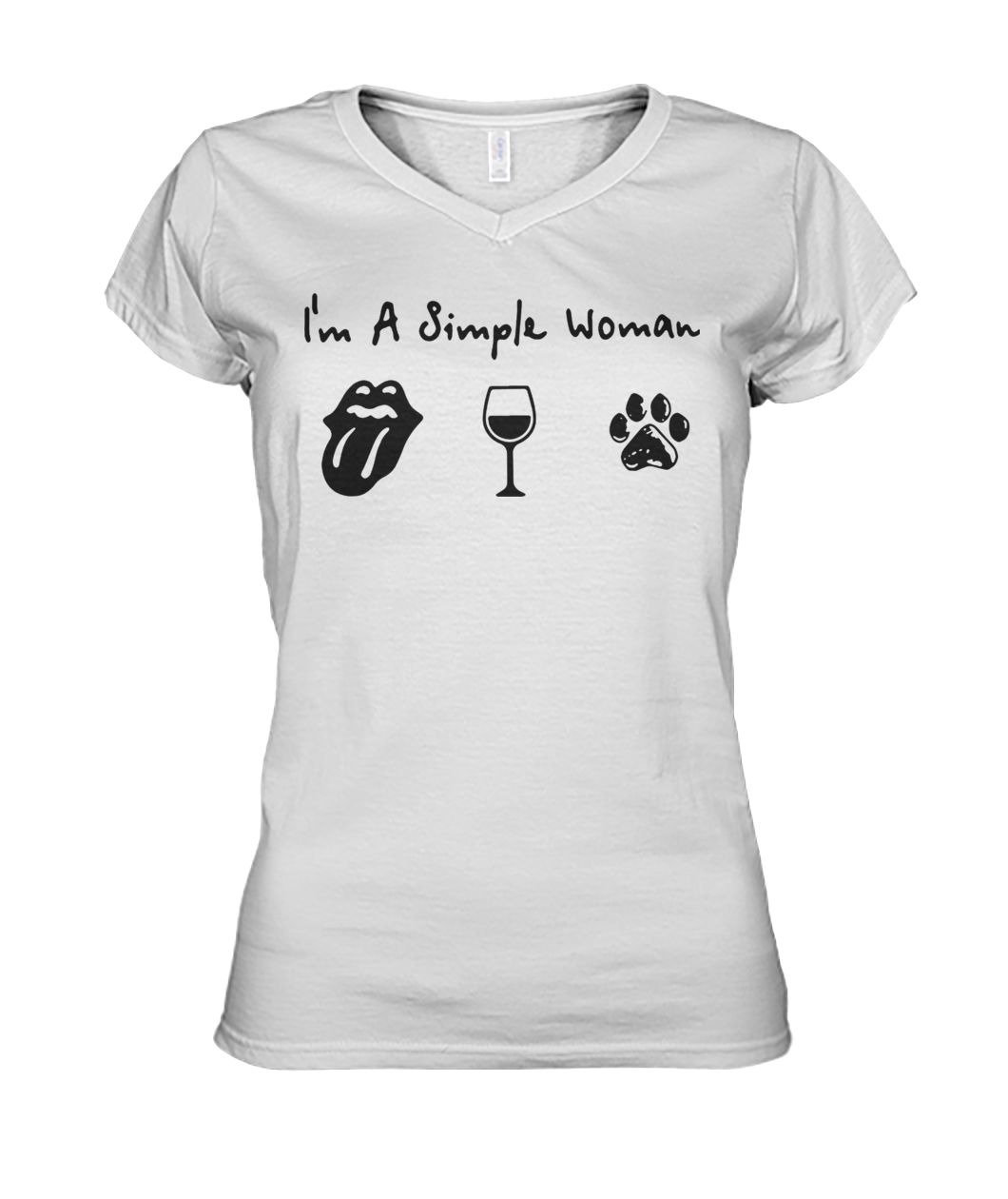 I'm a simple woman I love Cardi B wine and dog women's v-neck