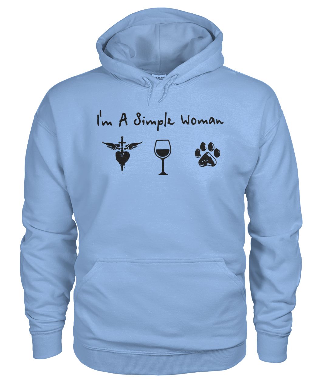 I'm a simple woman I love Jesus wine and dog gildan hoodie