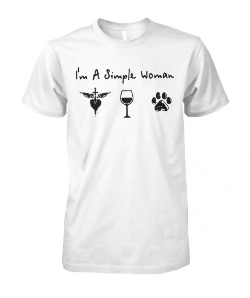 I'm a simple woman I love Jesus wine and dog unisex cotton tee