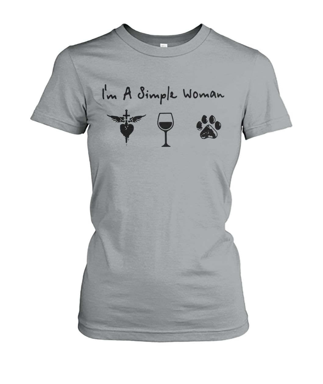 I'm a simple woman I love Jesus wine and dog women's crew tee