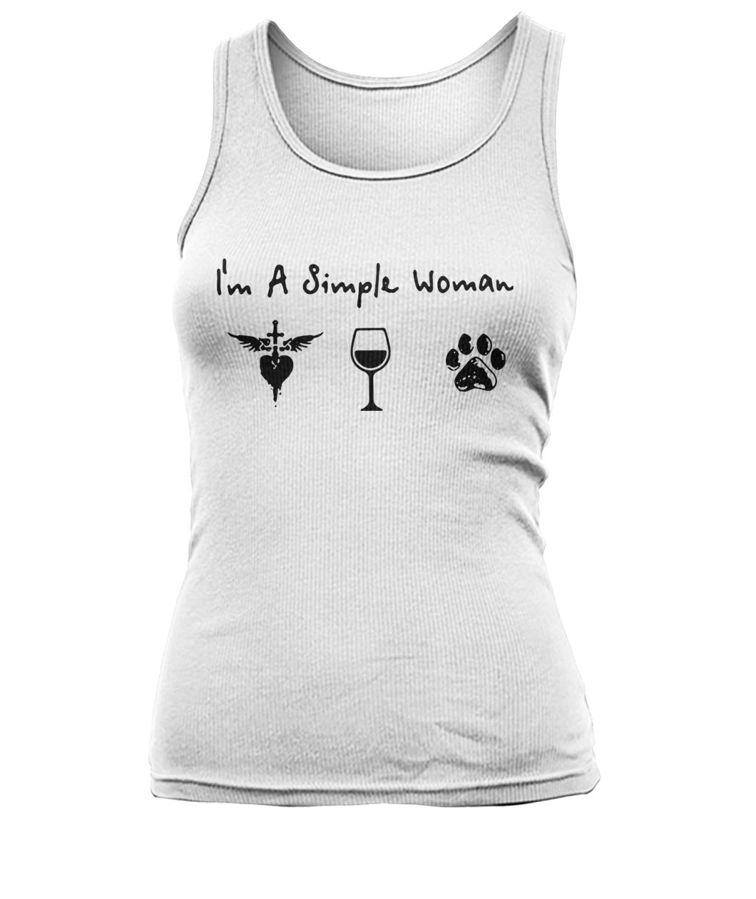 I'm a simple woman I love Jesus wine and dog women's tank top