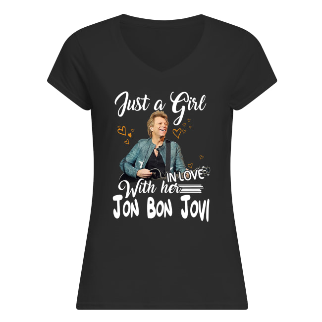 Just a girl in love with her jon bon jovi women's v-neck