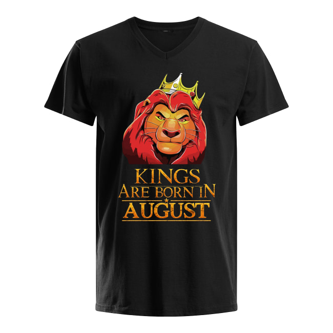Kings are born in august the lion king men's v-neck
